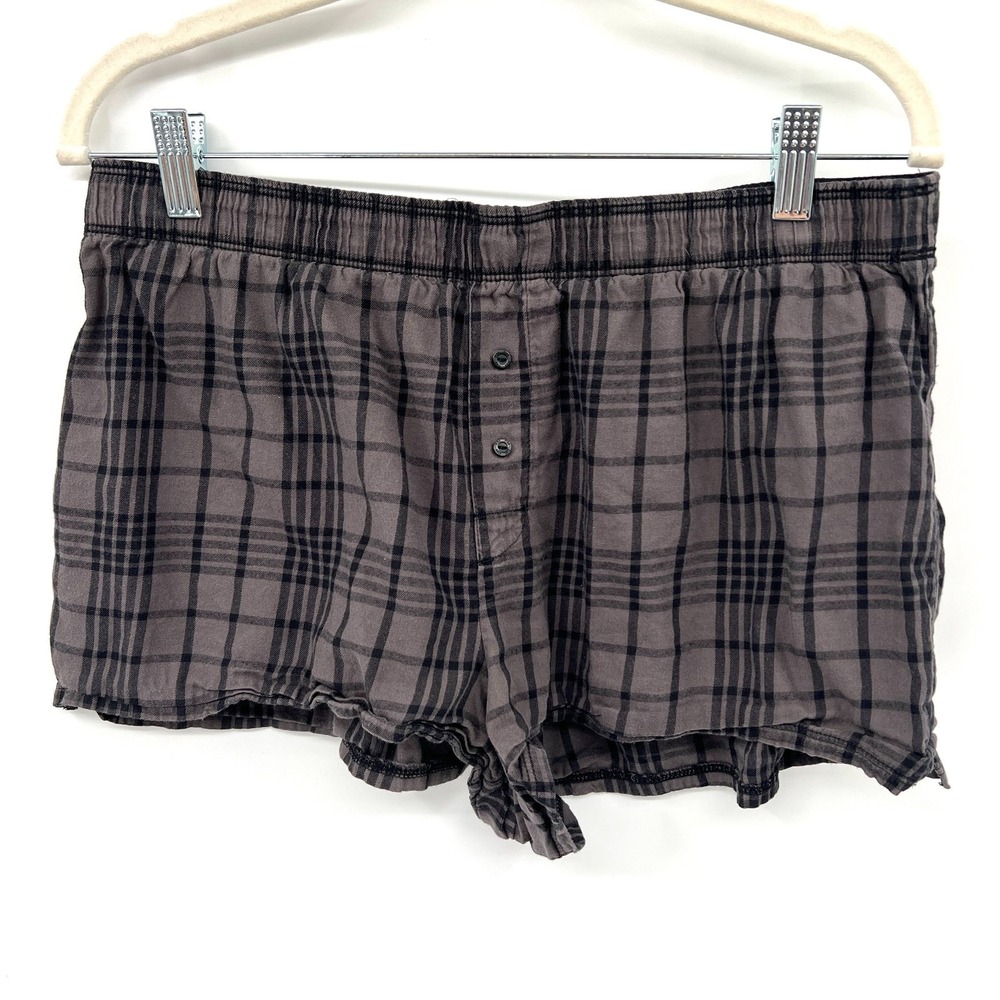 Victora's secret PINK black gray boxer shorts sleep casual grunge emo goth M
